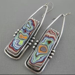 Boho marble/spiral earrings